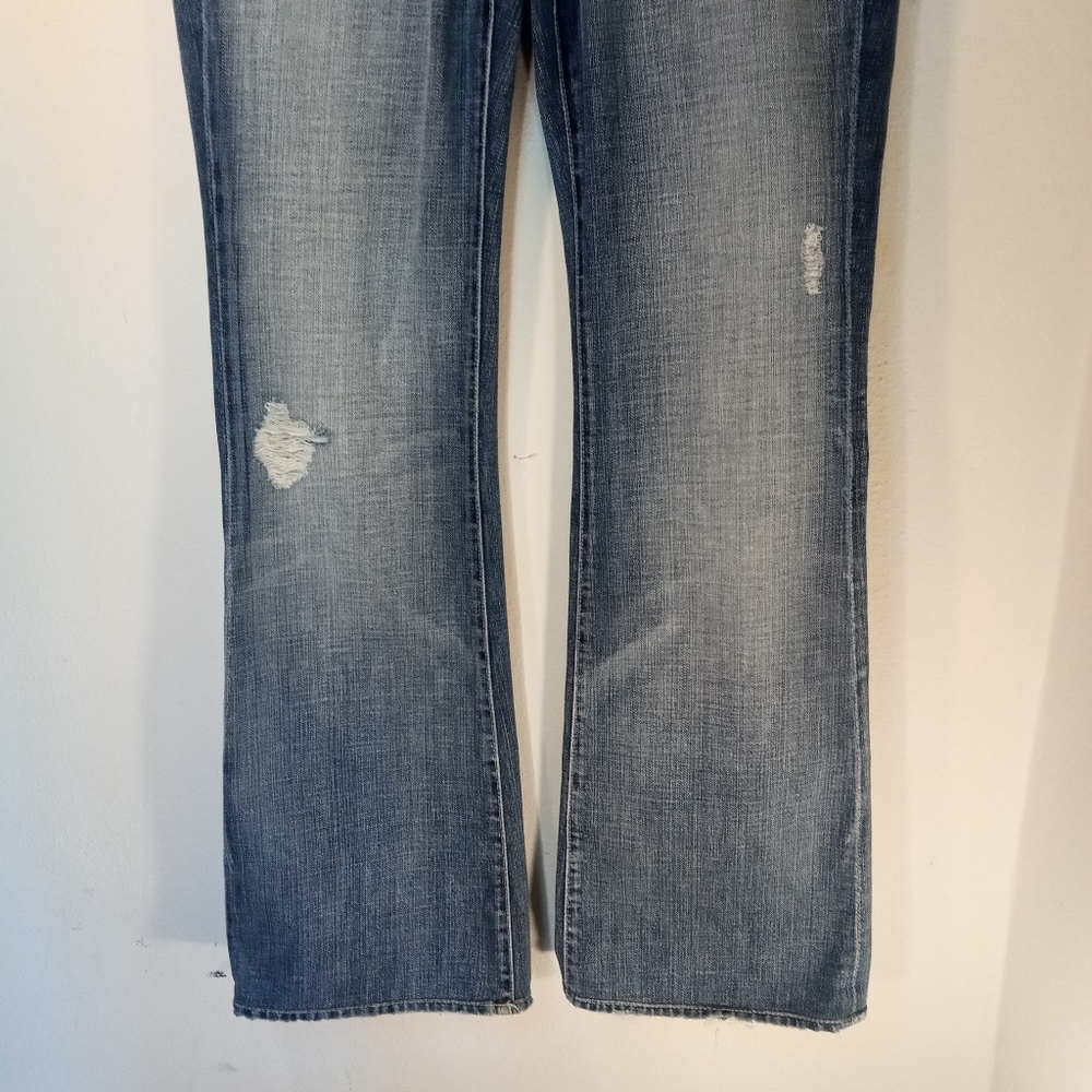 7 For All Mankind Distressed Bootleg/Wide Leg Jeans | Size 30 | NWOT - Picture 4 of 11